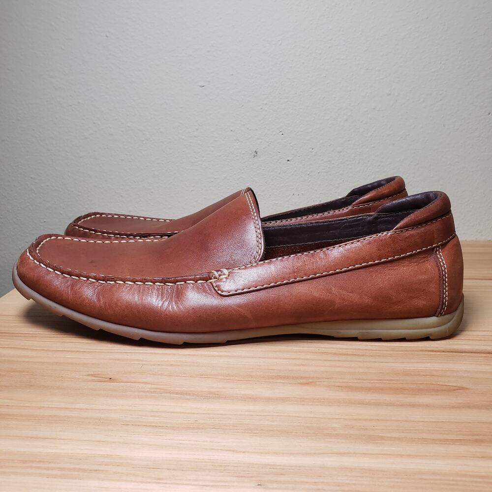 Stacy Adams Men's 10.5 Slip‎ On Driving Loafers Camel Brown Leather Comfort Shoe